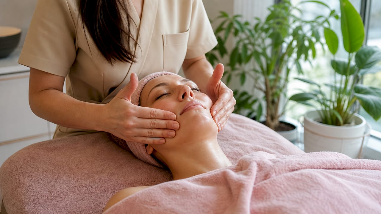 Trattamento viso Kobido eseguito con tecniche manuali