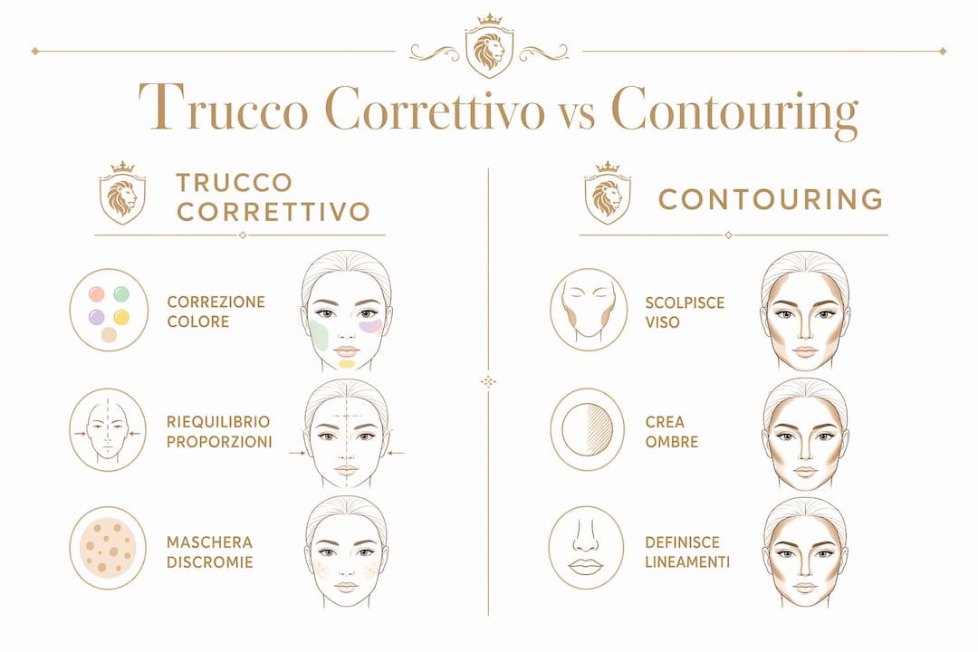 Infografica: differenze tra make-up correttivo e tecnica del contouring