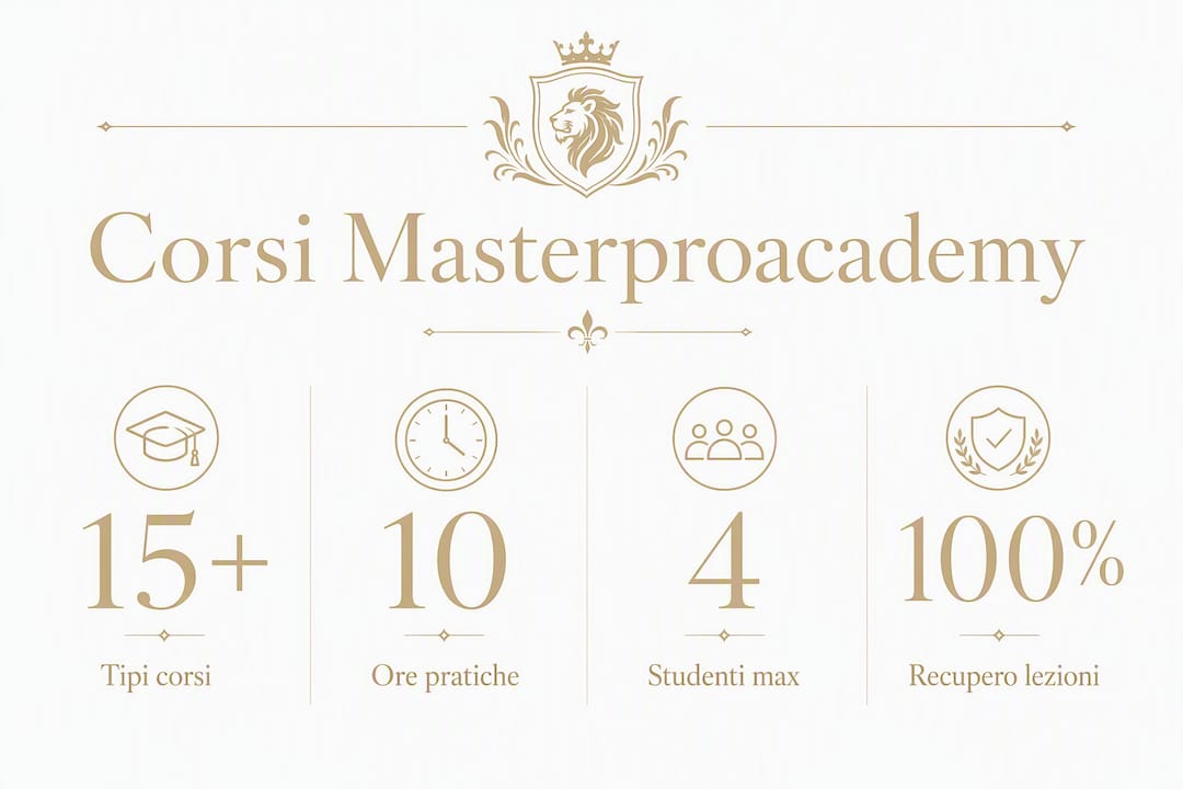 Infografica con i dati più rilevanti sui corsi di Masterproacademy
