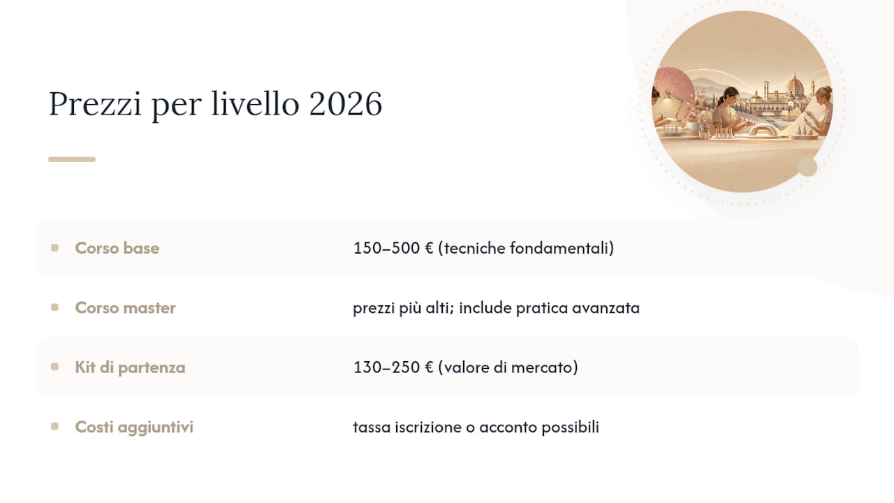 Grafico delle fasce di prezzo dei corsi di ricostruzione unghie