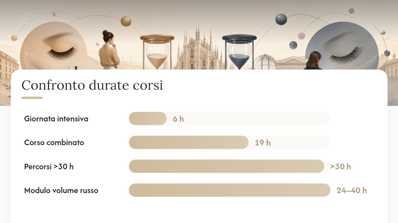 Confronto tra la durata dei corsi per extension ciglia