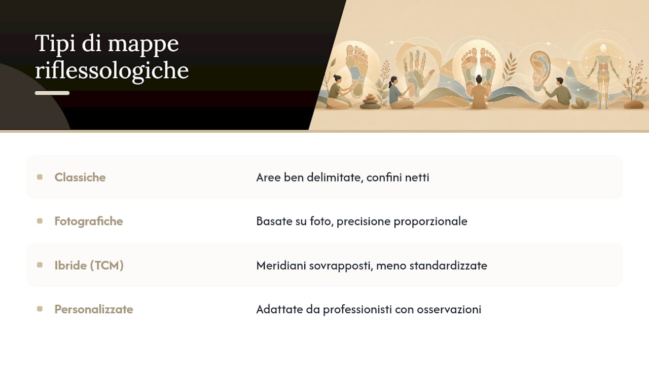 Tipologie di mappe riflessologiche: come si distinguono i sistemi — overview diagram
