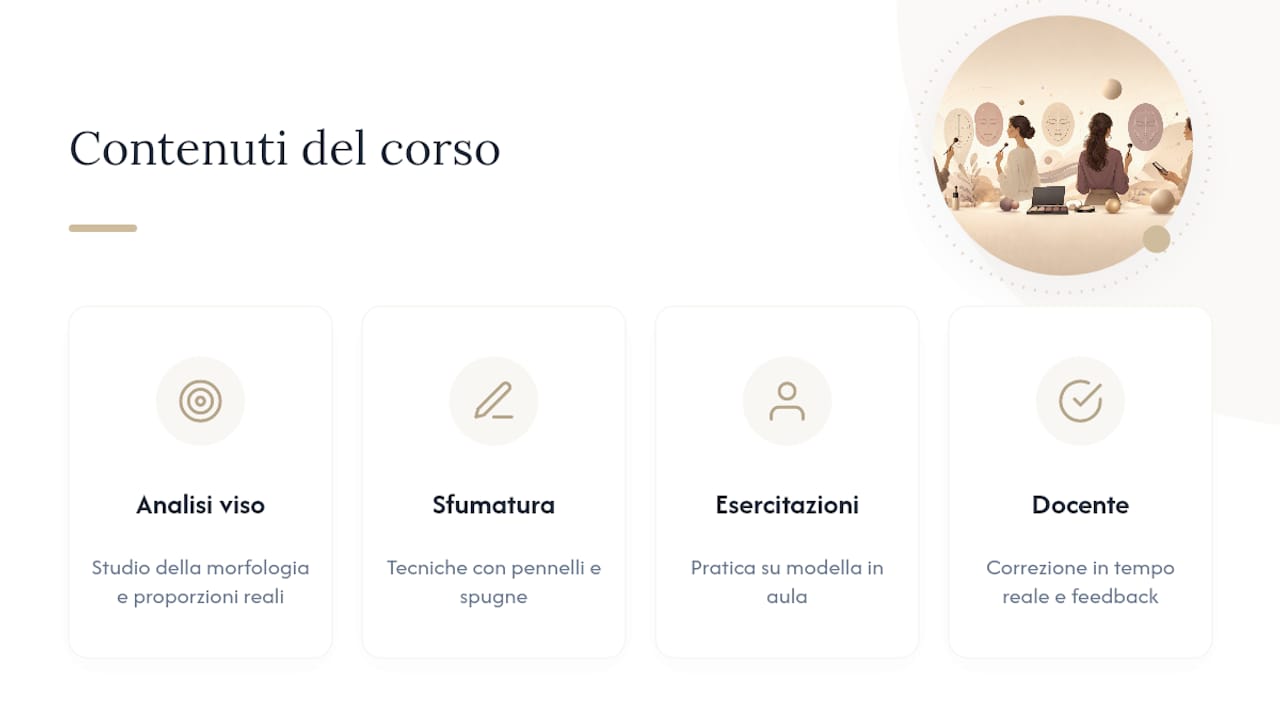 Cosa imparerai nel corso di trucco base correttivo — overview diagram