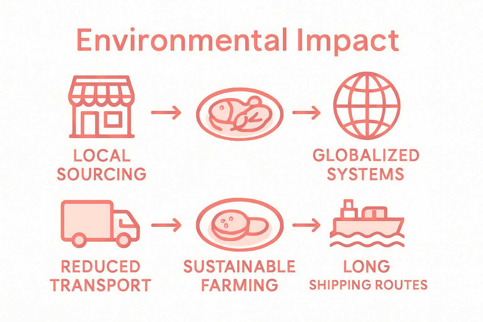 Infographic contrasting local vs. global food sourcing