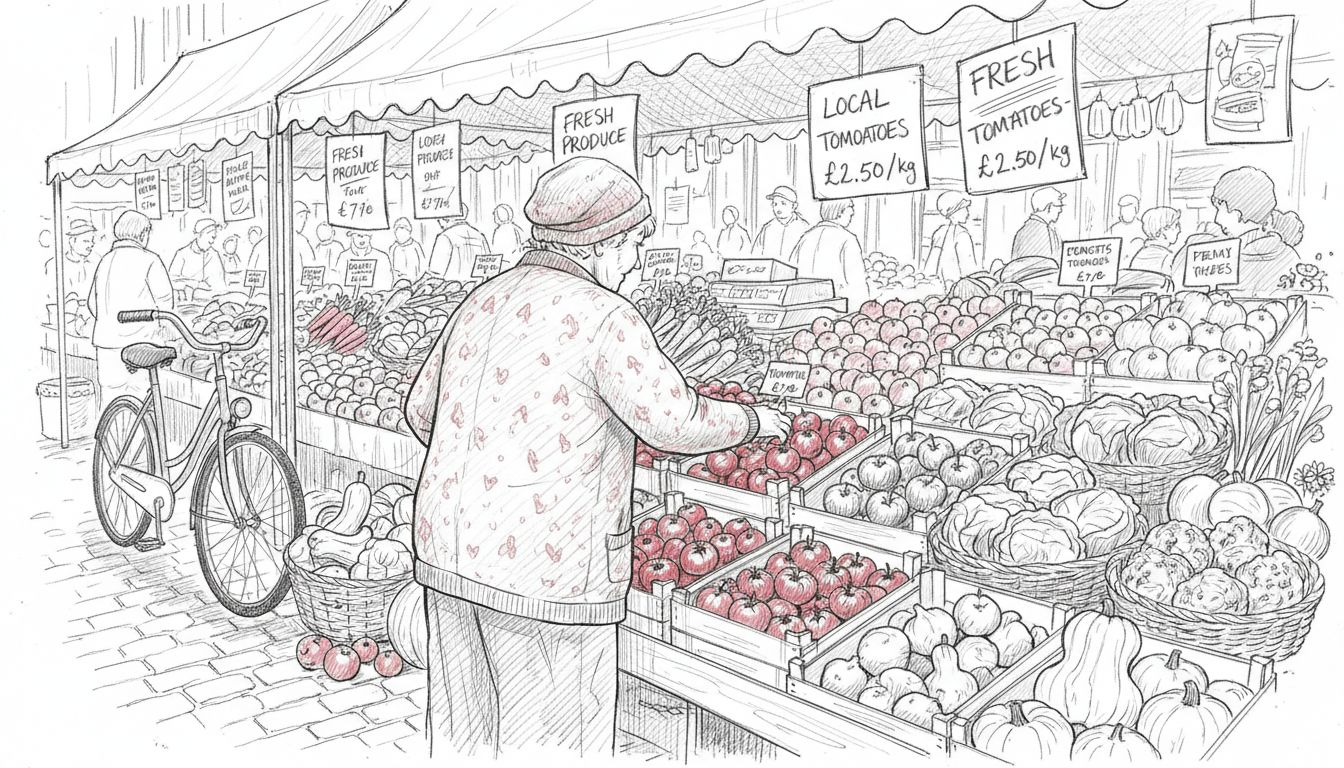 Local woman choosing vegetables at market