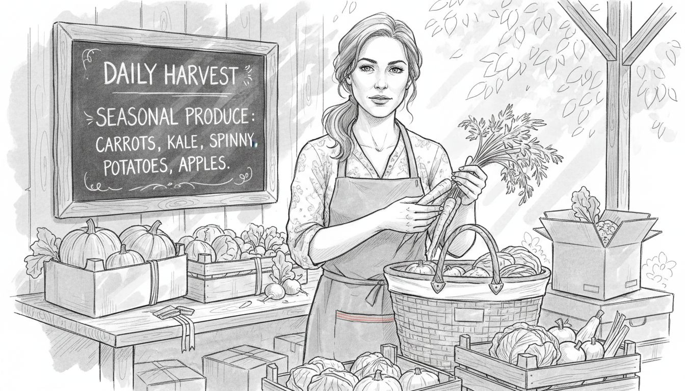 Chef choosing local, seasonal produce at farm market