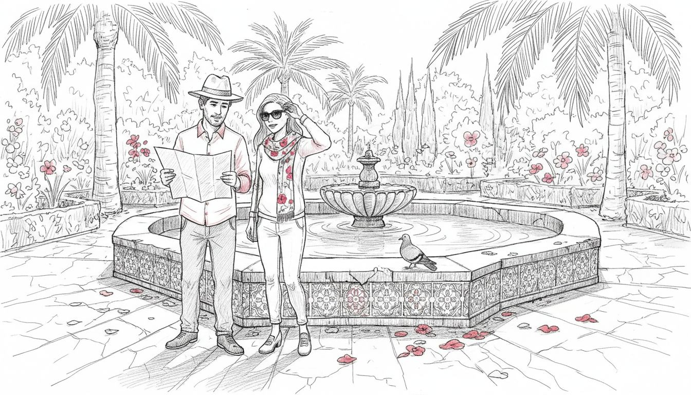 Visitors at Alcázar gardens in Seville