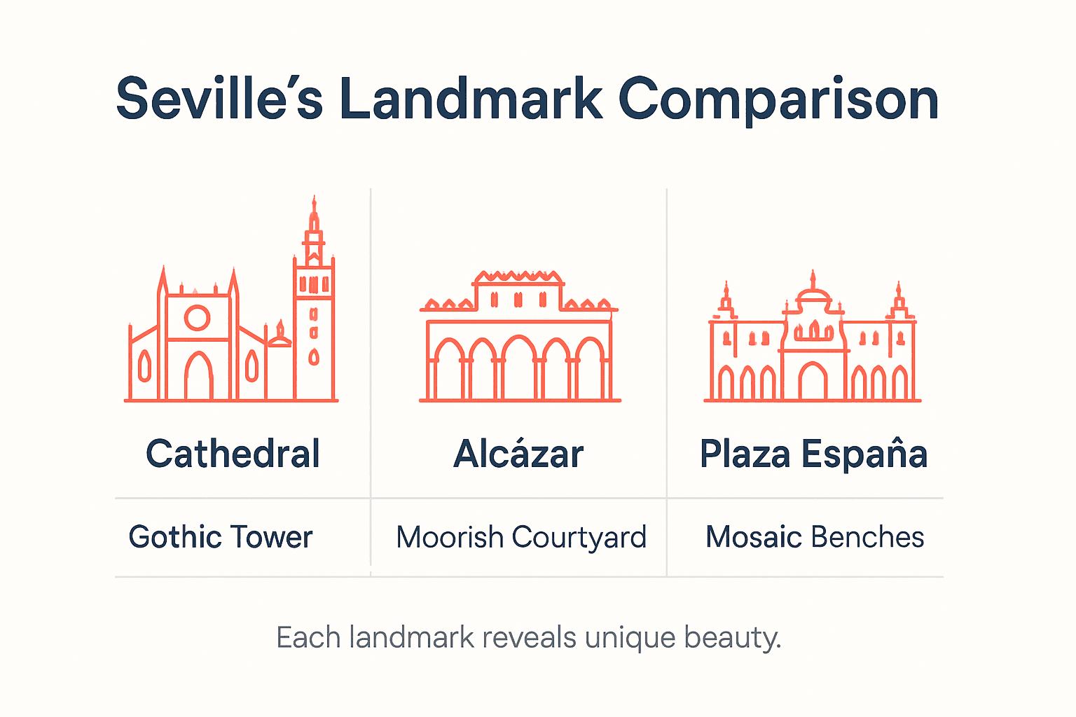 Infographic comparing Seville historic landmarks