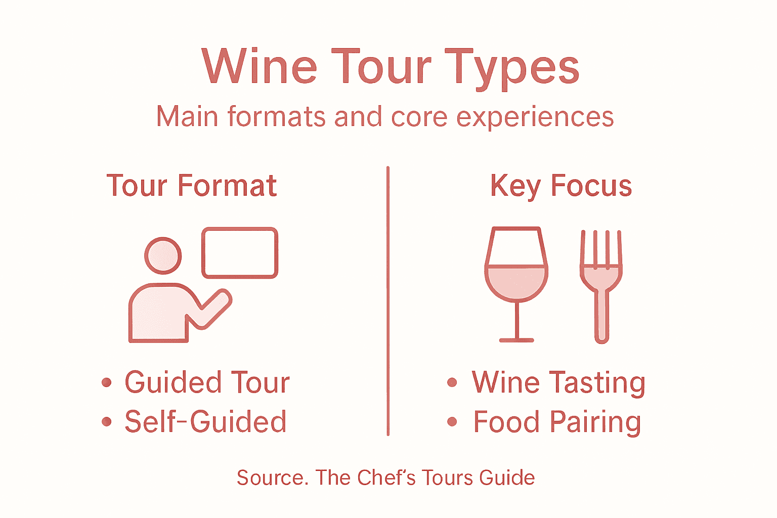 Infographic showing types and focuses of wine tours
