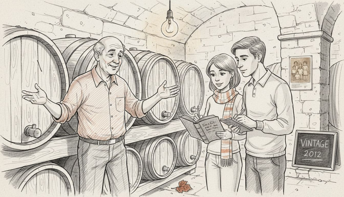 Winemaker sharing traditions in old cellar