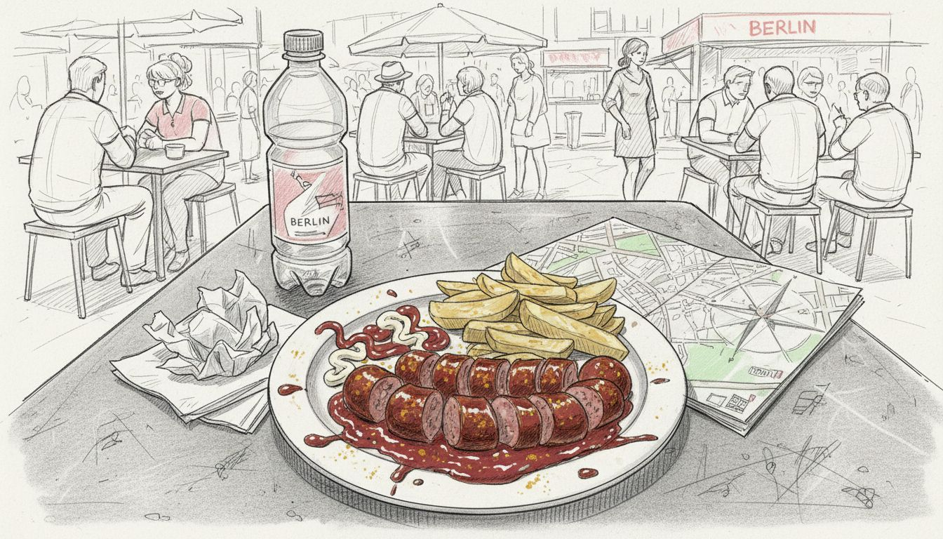 Classic currywurst plate with fries Berlin