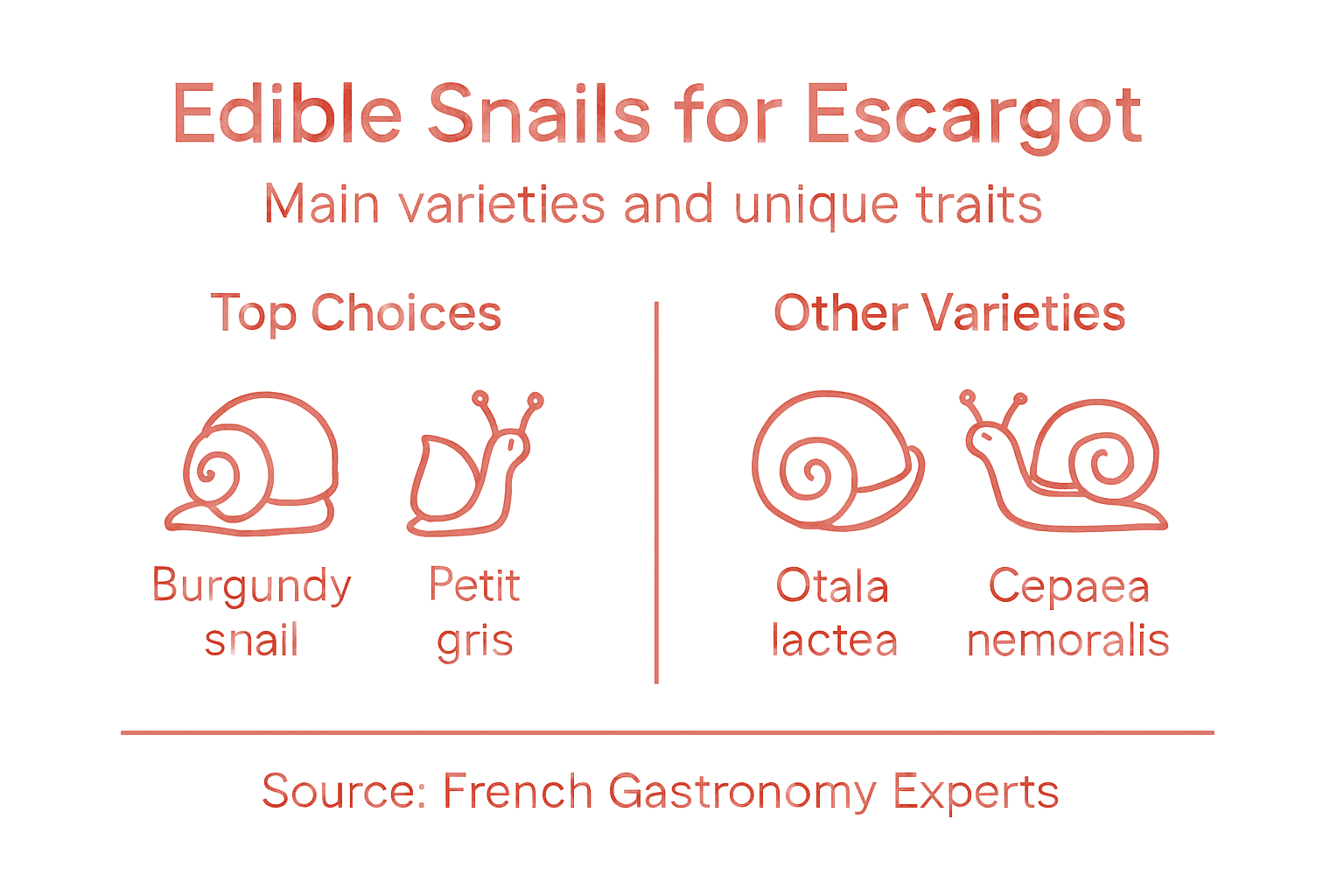 Infographic with escargot snail varieties overview