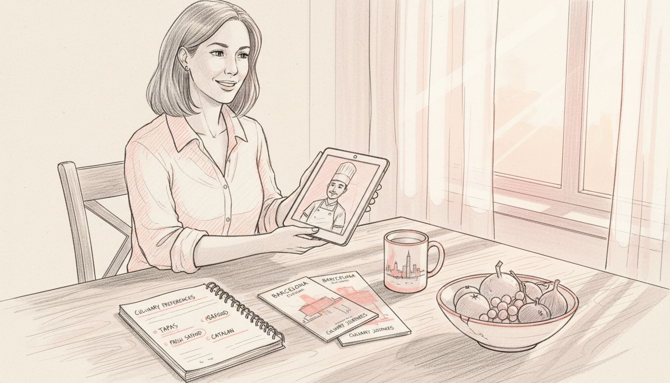 Woman video chats with chef for selection