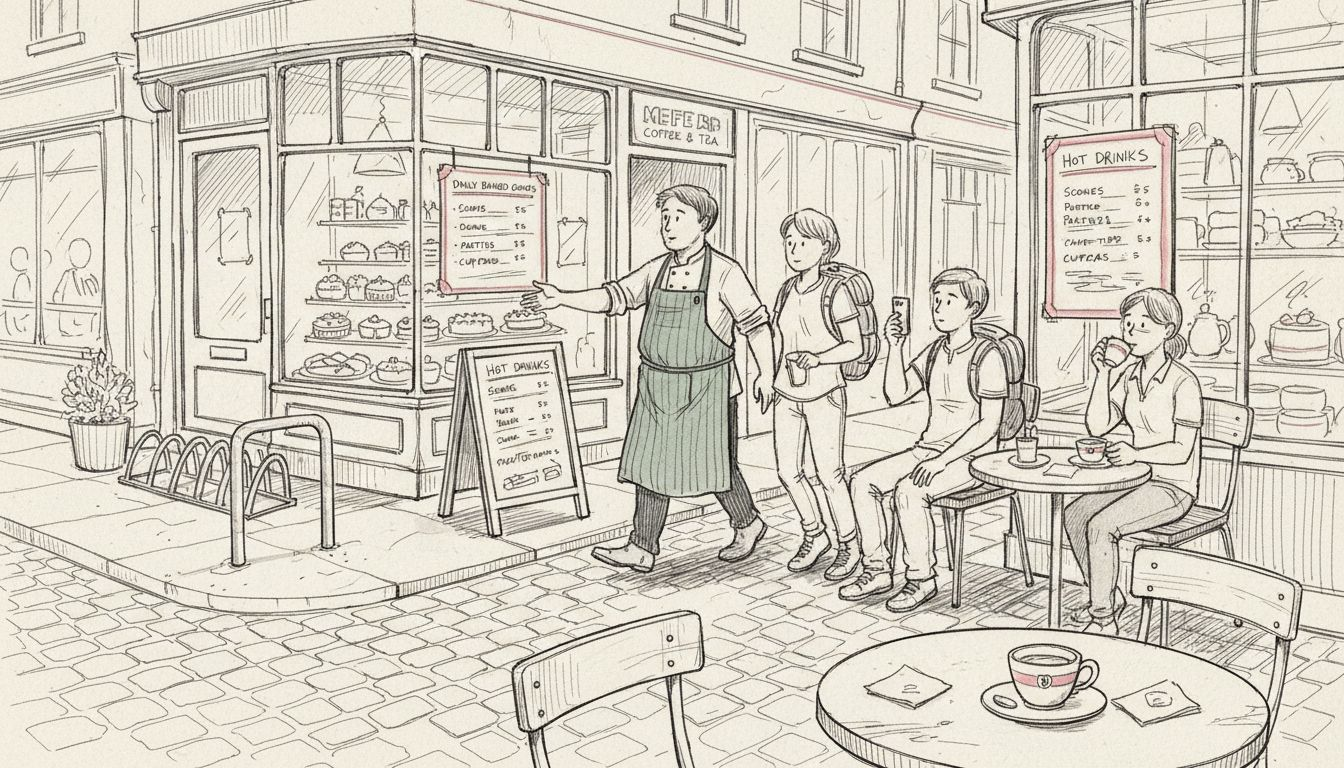 Chef guiding group along city food street