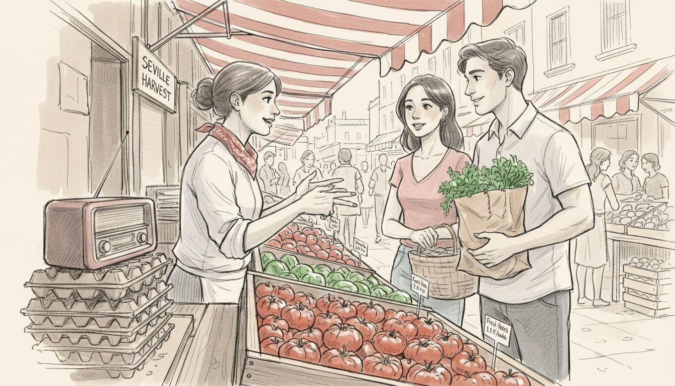 Chef selecting produce in local market