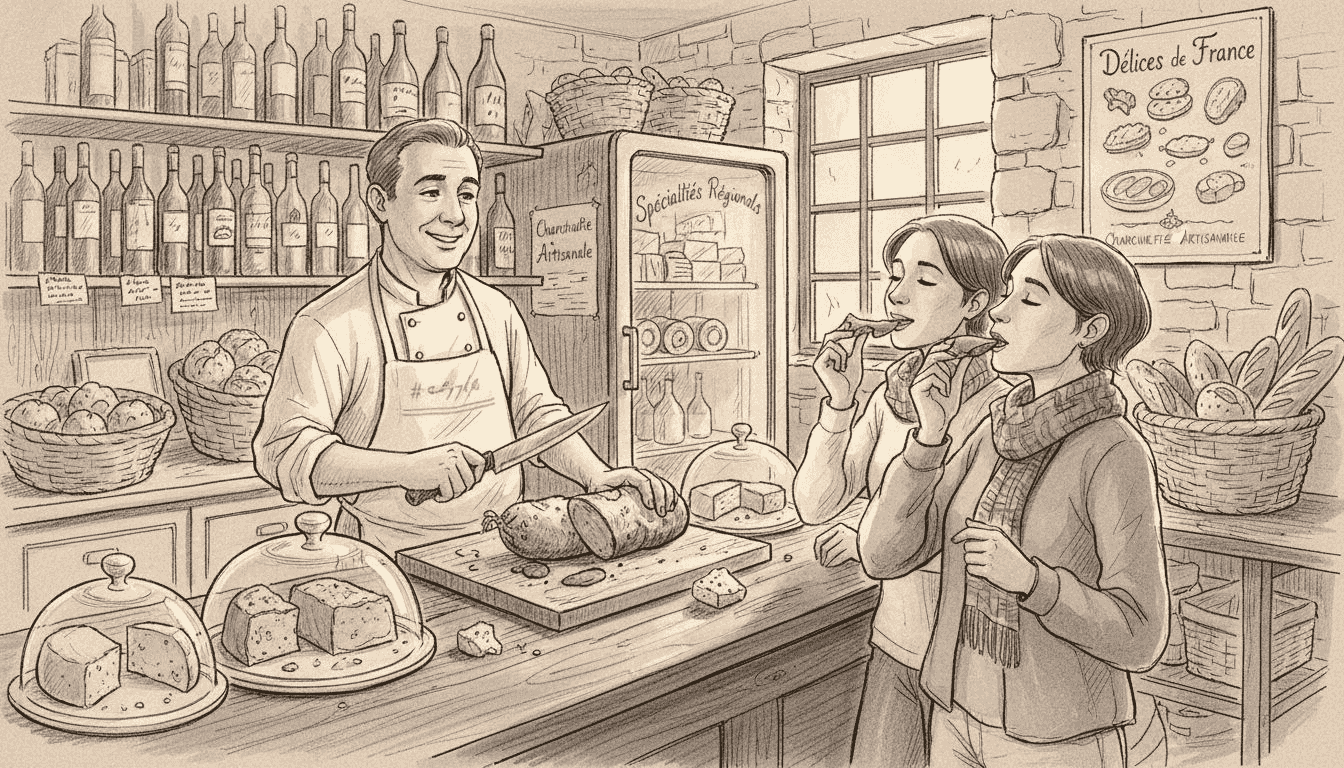 Chef serving charcuterie in Parisian shop