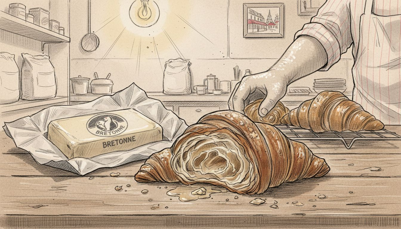 Close-up of croissant layers and texture