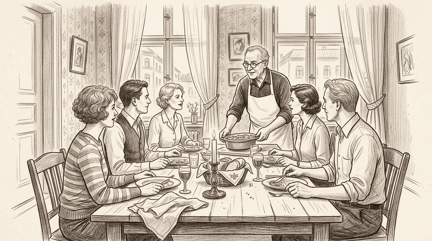 Chef serves guests in vintage Berlin apartment