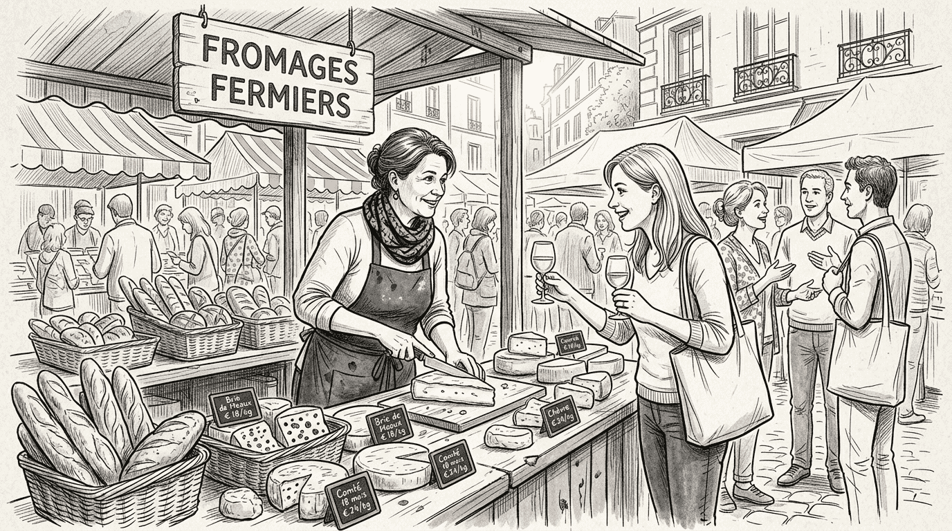 Wine and cheese tasting at Paris market