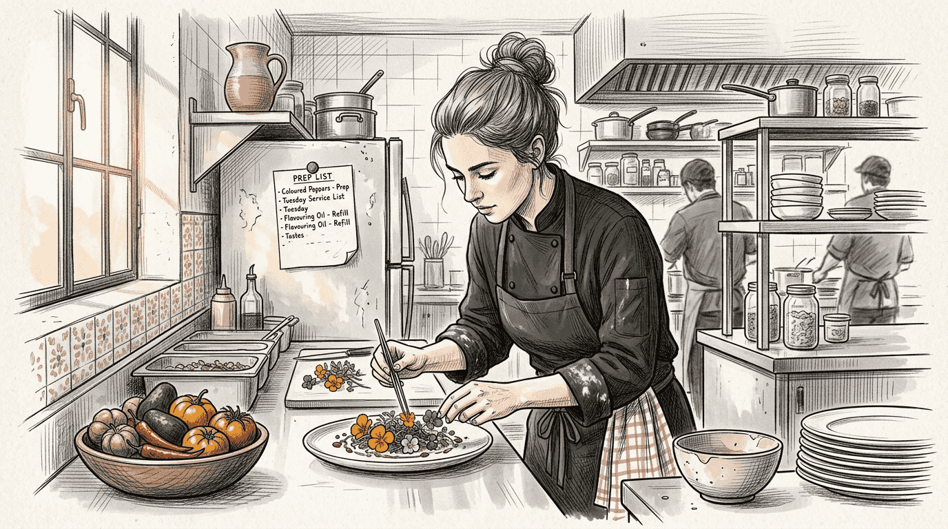 Chef plating food at Mexico City bistro