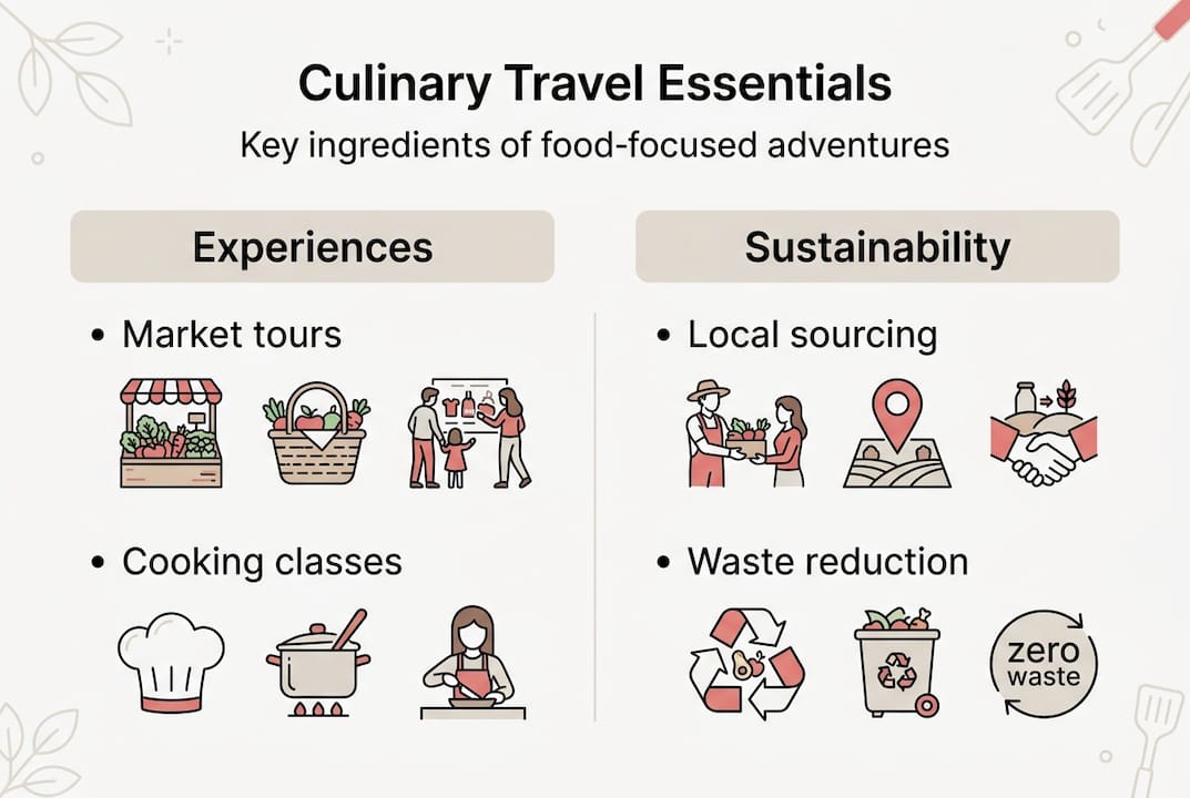 Infographic showing key points of culinary travel