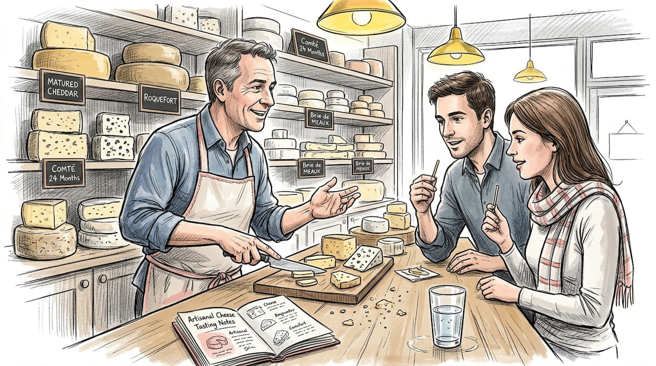 Food guide offering cheese tasting samples