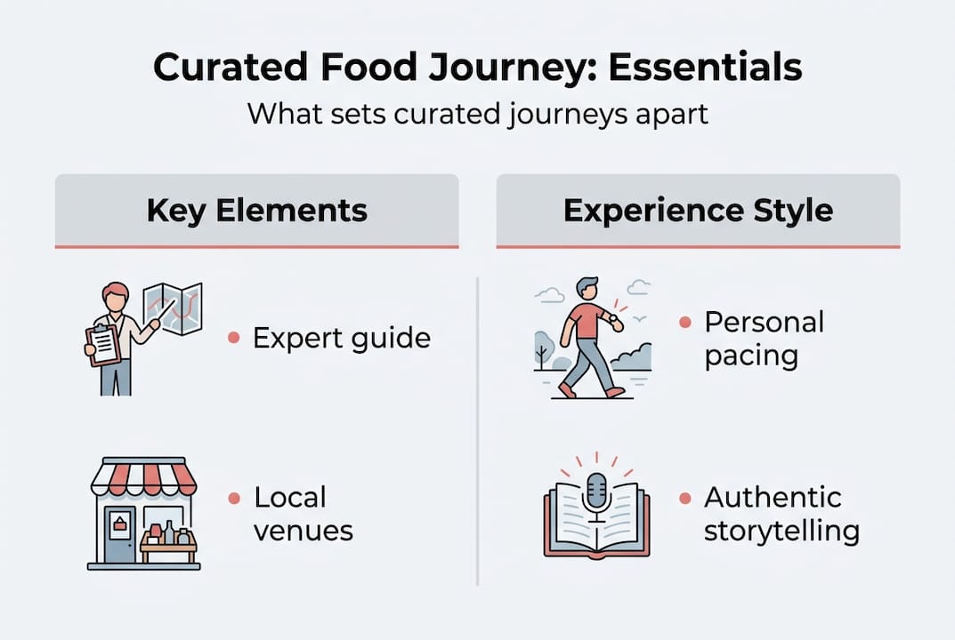 Infographic outlining curated food journey key features