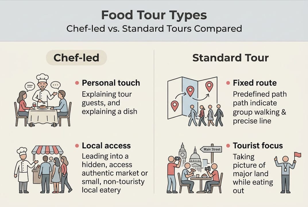 Infographic comparing chef-led and standard tours