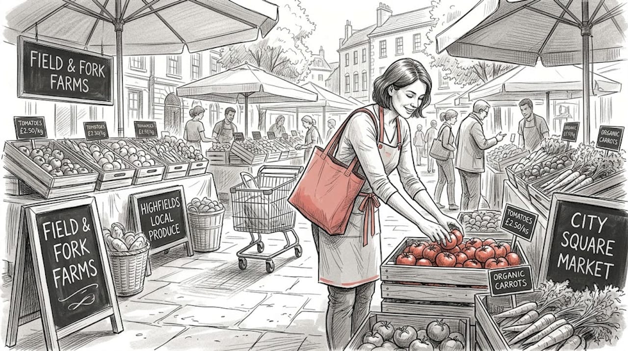 Chef selecting fresh produce at farmers market