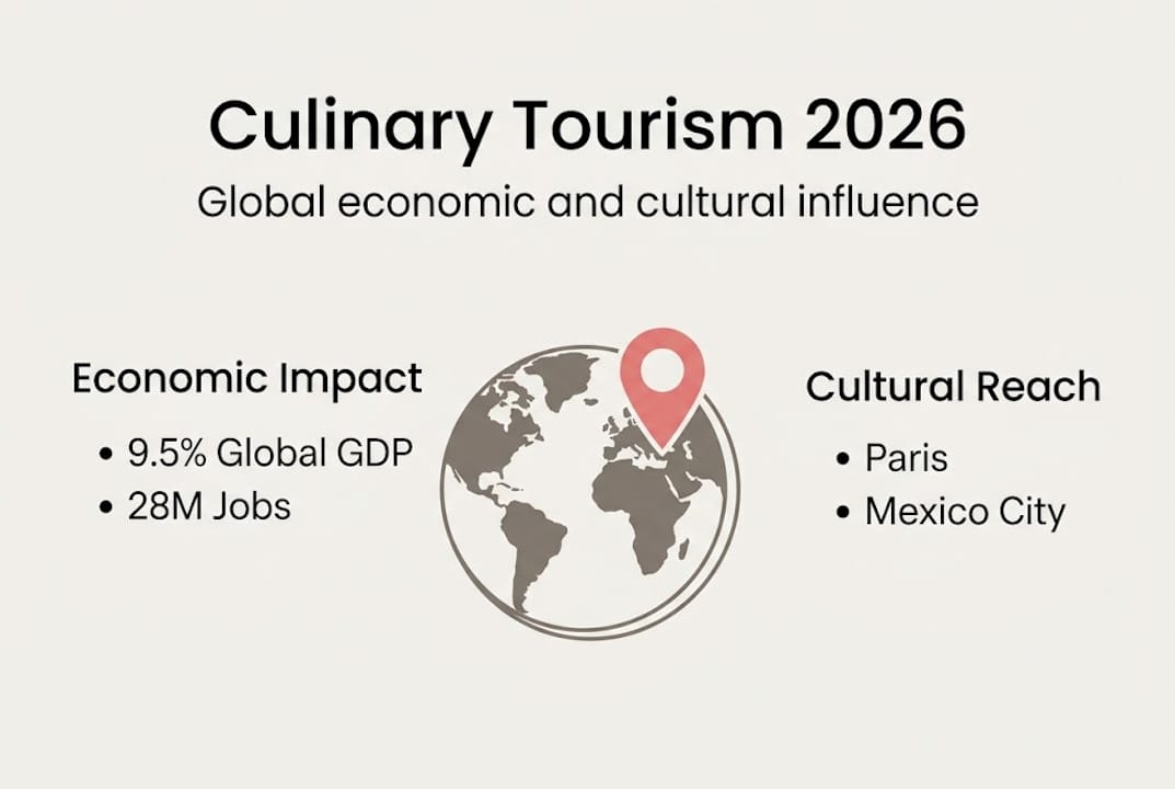 Infographic showing culinary tourism stats 2026