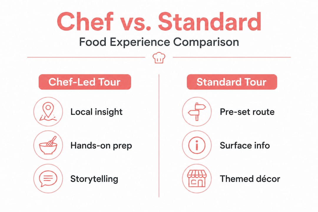 Infographic comparing chef-led and standard food tours
