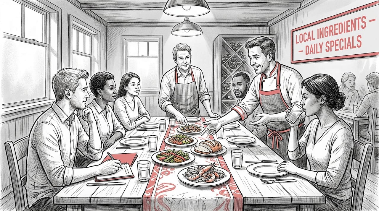 Chef guiding small group dining experience