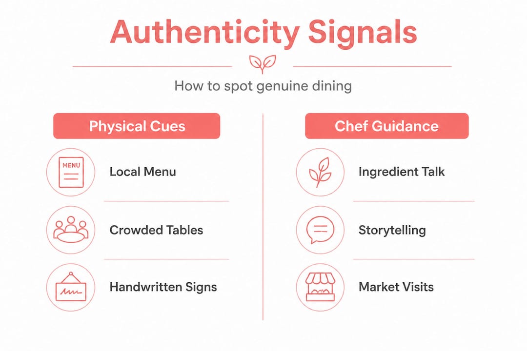 Infographic showing authentic dining signals