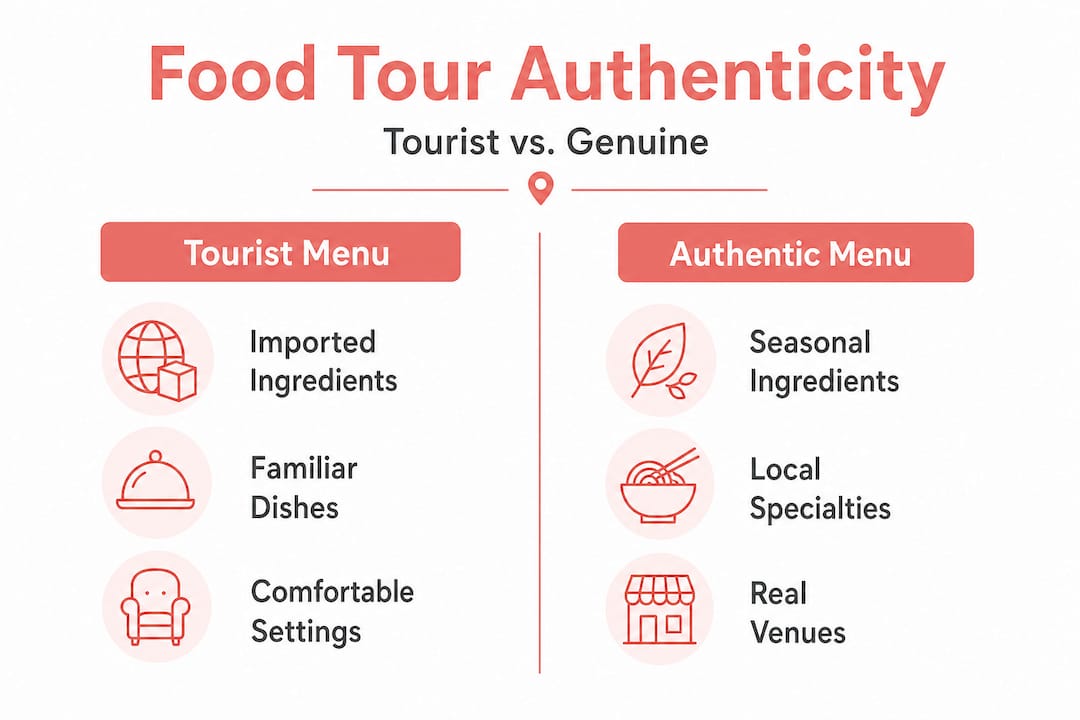 Infographic comparing authentic and tourist food tours