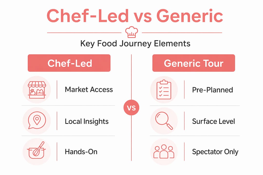 Chef-led versus generic culinary tour comparison infographic