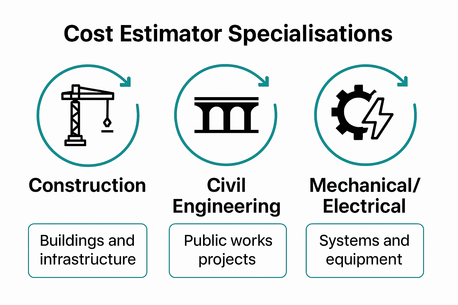 Comparison of key UK construction cost estimator specialisations