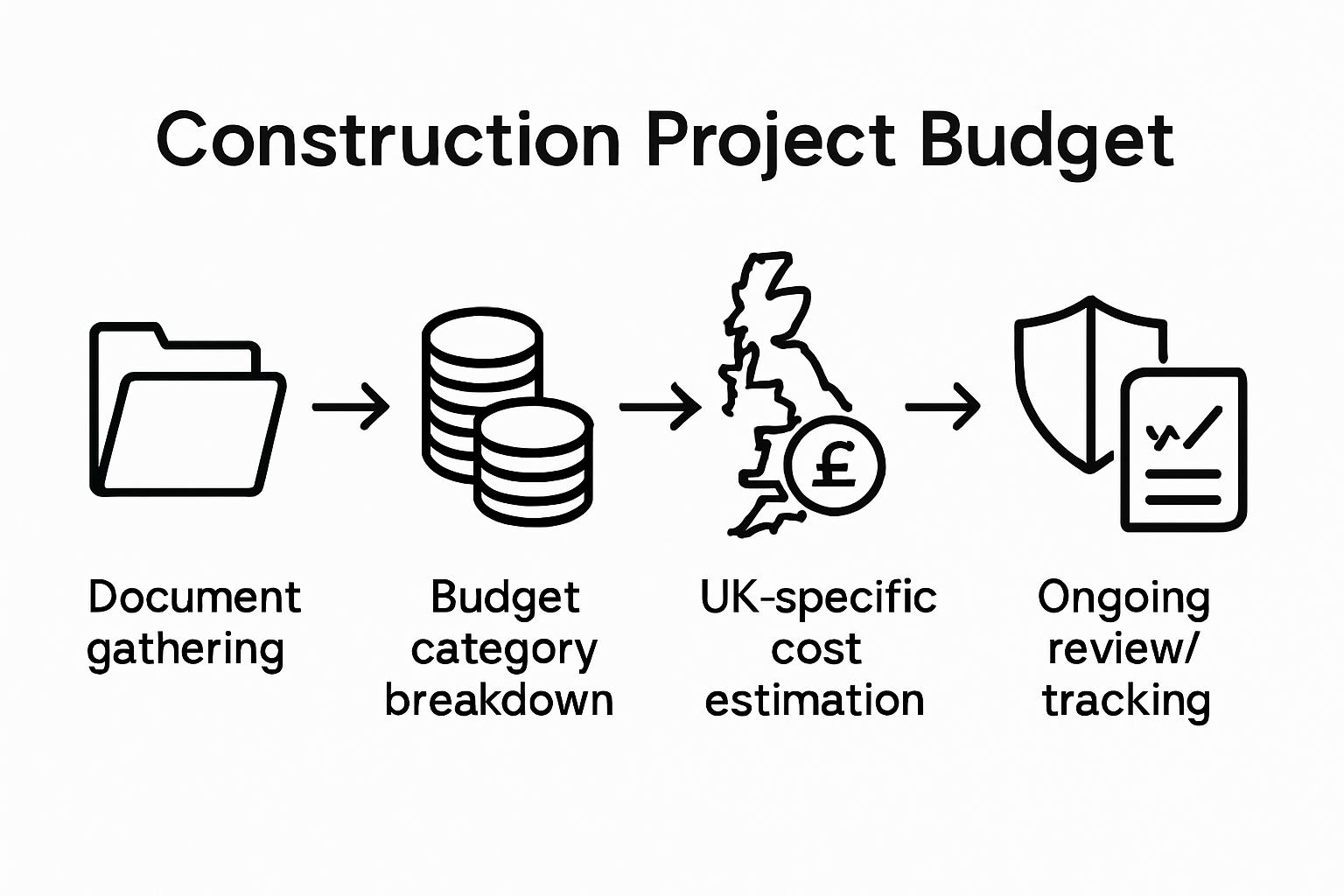 Infographic of construction budget workflow steps