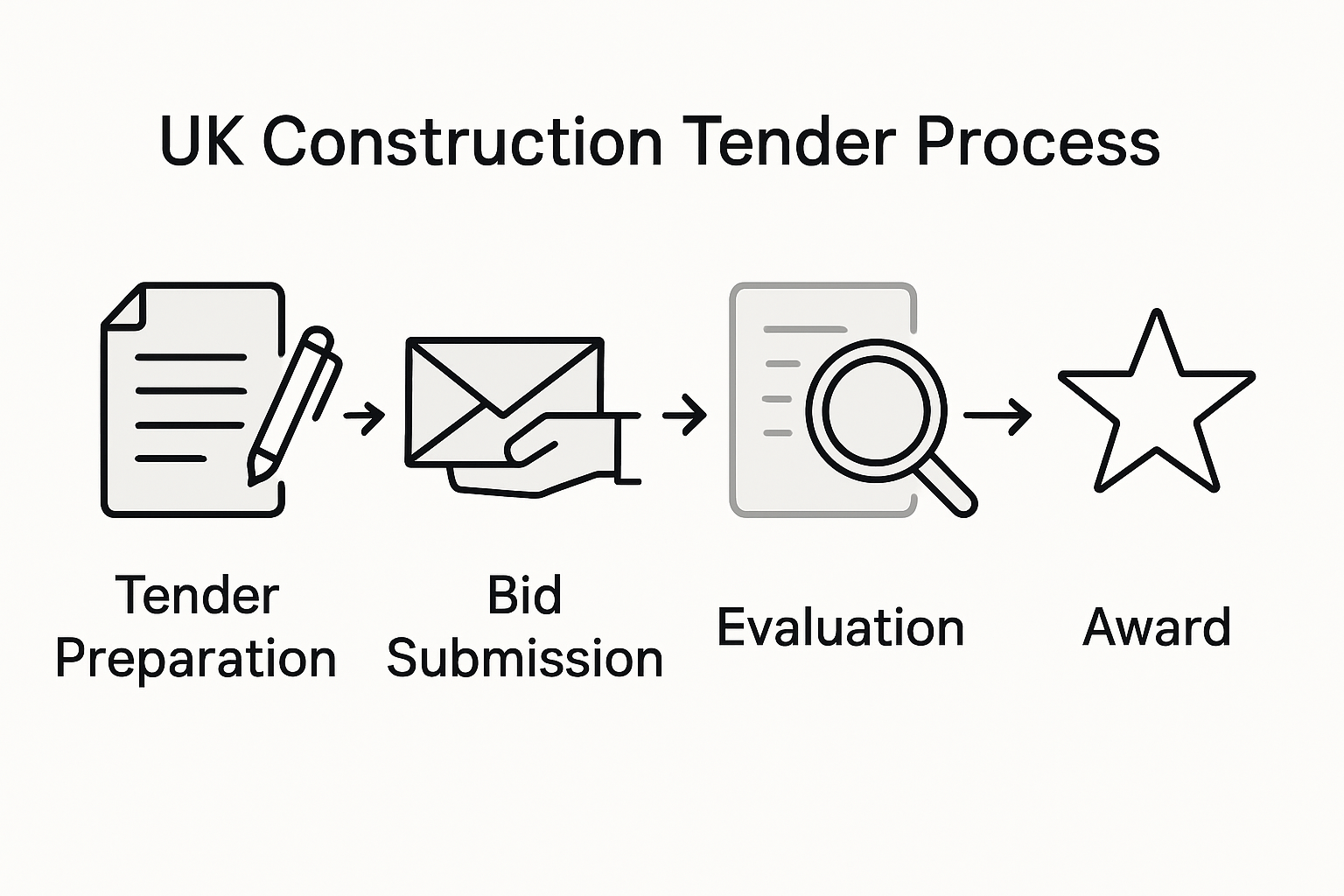 Infographic showing construction tendering process stages