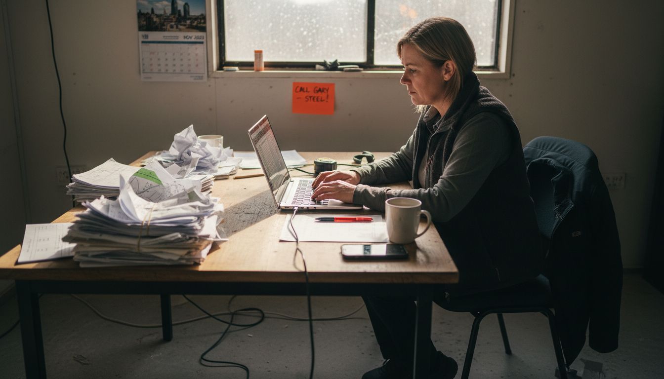 Estimator recording project data in site office