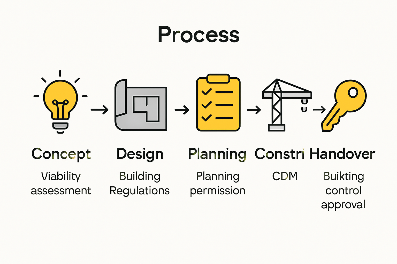 Infographic visualizing construction project stages