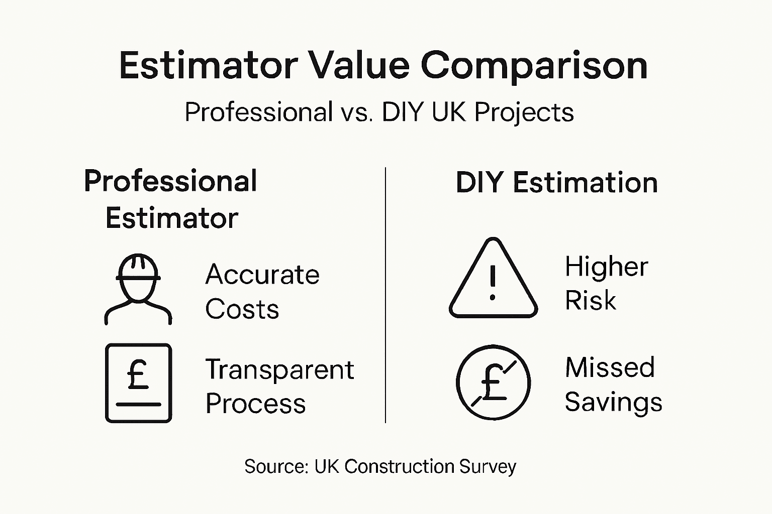 Infographic comparing professional vs DIY estimation