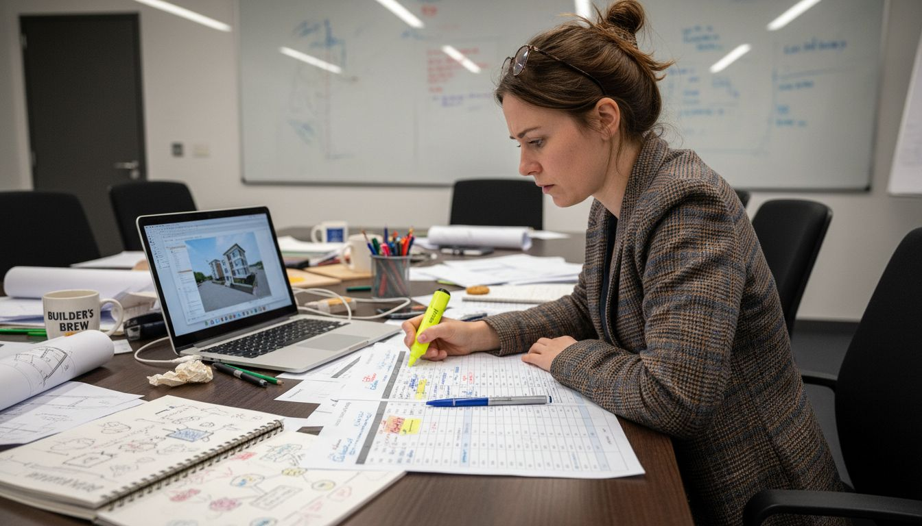 Quantity surveyor checks construction budget risks