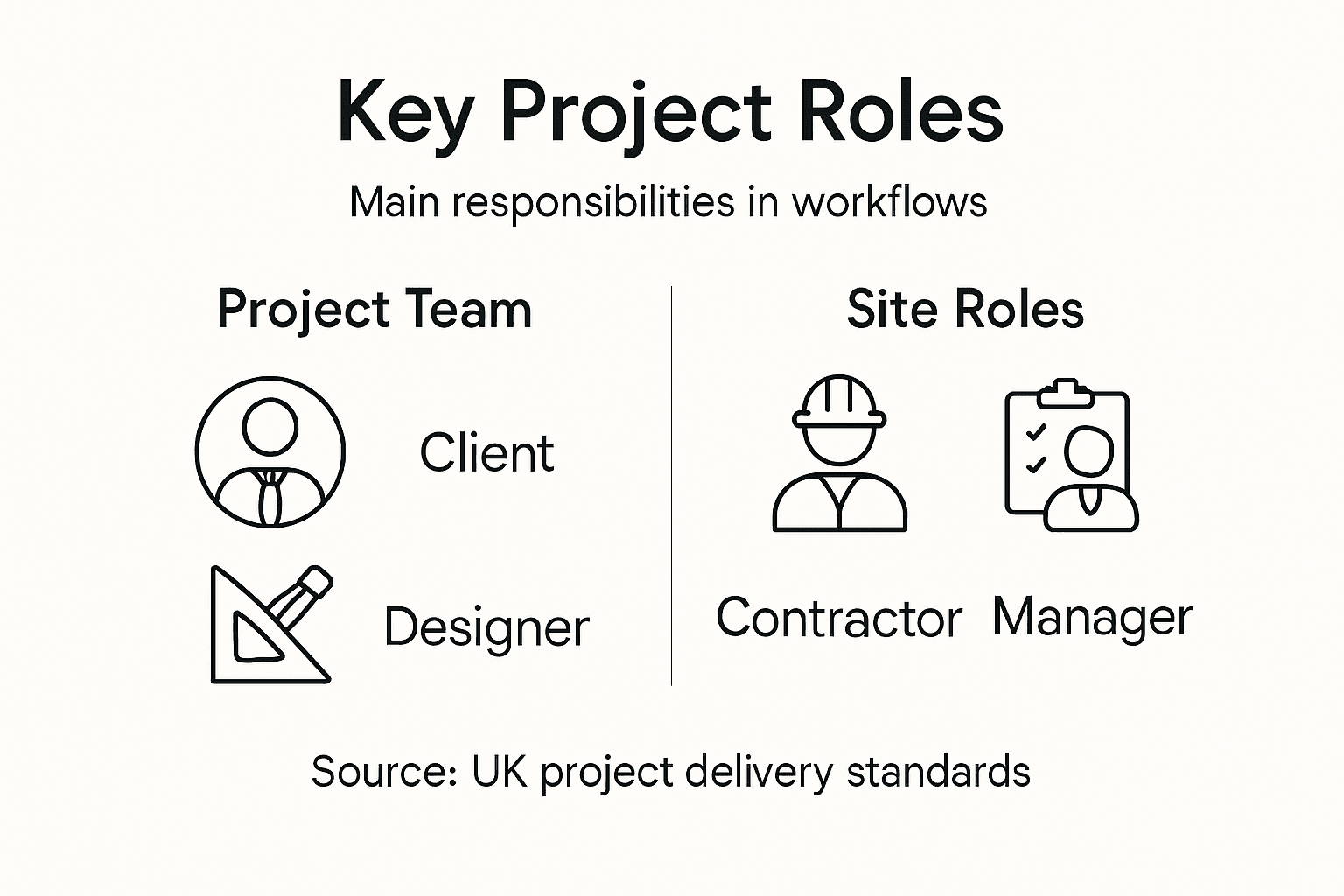 Infographic showing key project roles and tasks