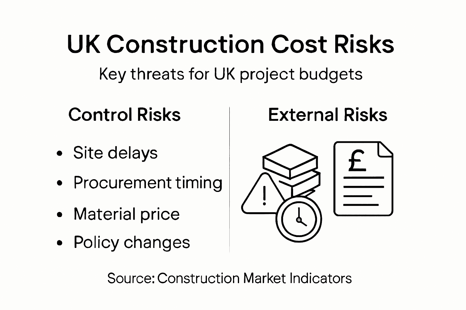 Infographic on UK construction cost risk types
