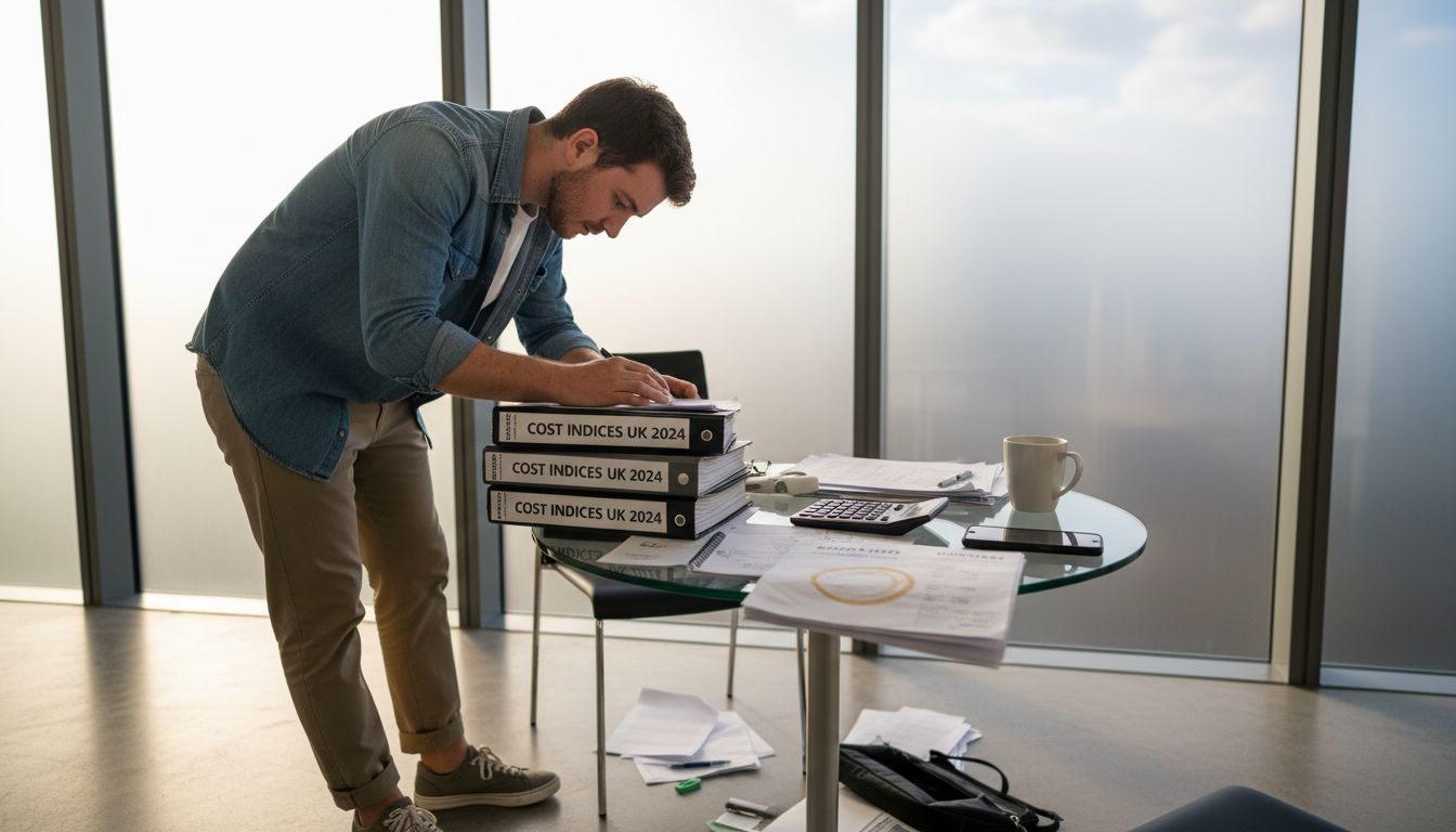 Quantity surveyor examining material price trends