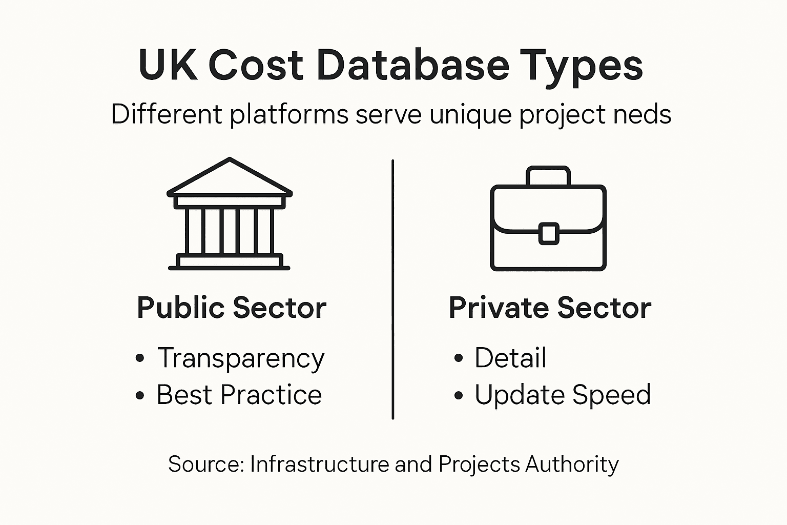 Infographic comparing UK database types and features