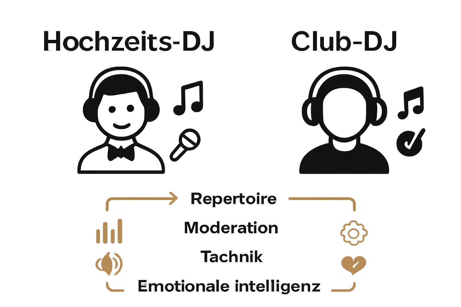 Was ist Hochzeits-DJ? Kompletter Ratgeber für 2025 3 Infografik: Unterschied Hochzeits-DJ und Club-DJ