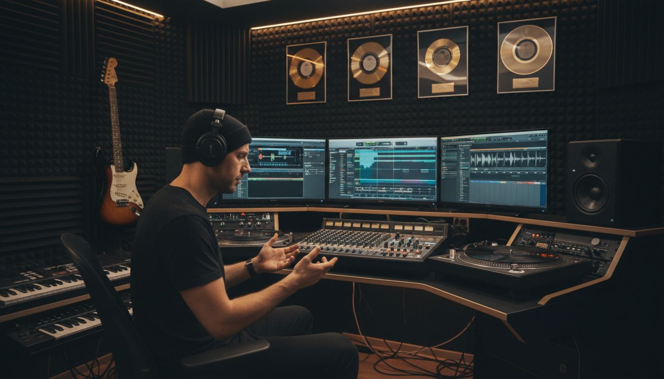 Was macht einen guten DJ aus: Der komplette Leitfaden 2 DJ experimentiert im modernen Musikstudio