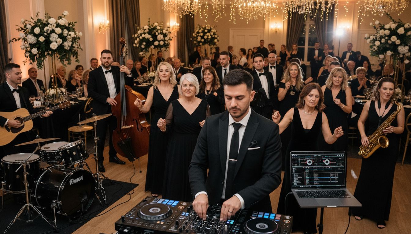 Gäste tanzen zu vielseitiger Hochzeitsmusik