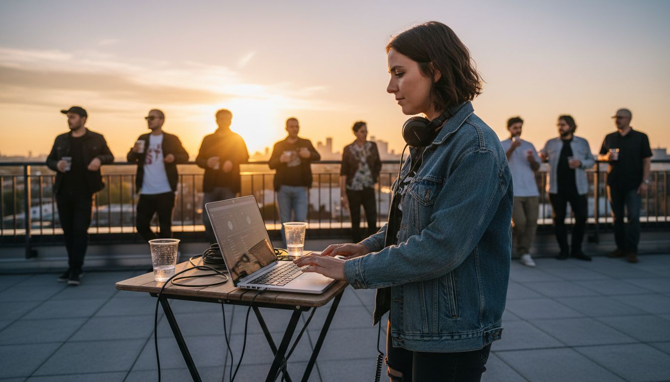 Aufgaben eines DJs auf Events: Kompletter Leitfaden 2 DJ mixing music for diverse terrace crowd